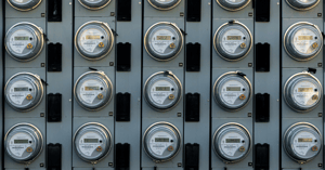 Rows of utility meters